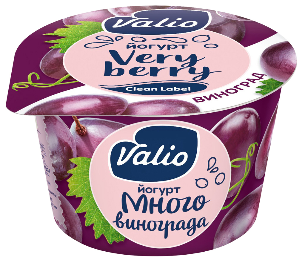 

Бзмж йогурт valio/валио 2,6% с виноградом 180г