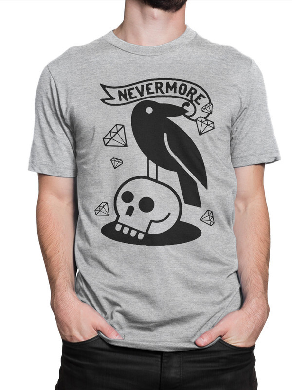 

Футболка мужская Dream Shirts Эдгар Аллан По - Nevermore серая XS, Эдгар Аллан По - Nevermore