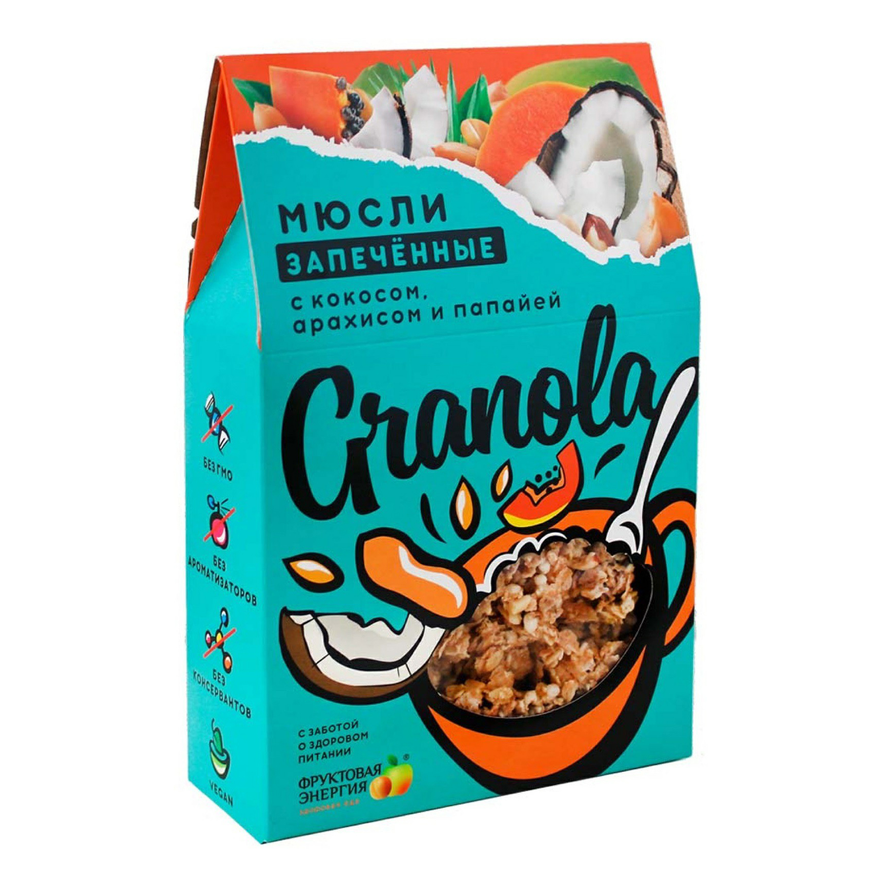 фото Мюсли фруктовая энергия запеченные granola с кокосом, арахисом и папайей 270 г