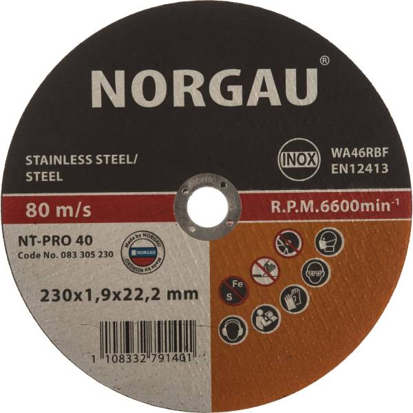 фото Диск отрезной inox 230х1.9х22.2 мм norgau 083305230