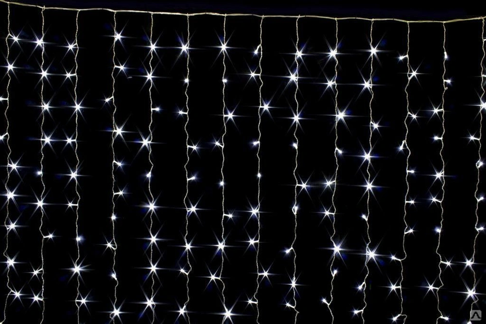 

Светодиодная гирлянда-штора LED 200 лампочек, 5 режимов, 2 м (холодно-белая)