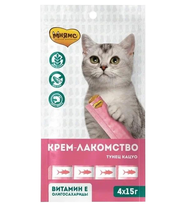 

Лакомство для кошек Мнямс, тунец кацуо и магуро, 2 шт по 60 г