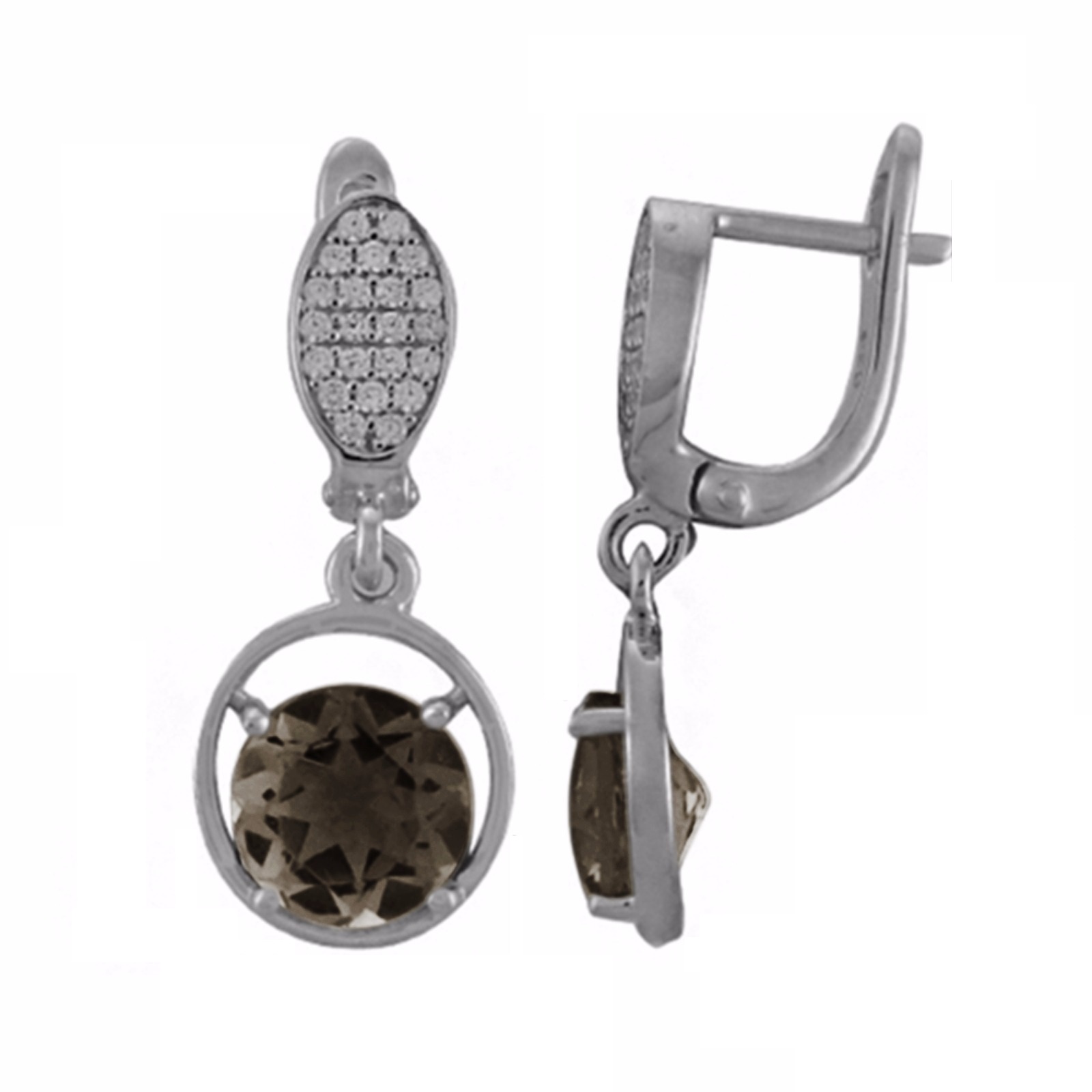 

Серьги подвески из серебра Balex Jewellery 2405937101, раухтопаз/фианит, 2405937101