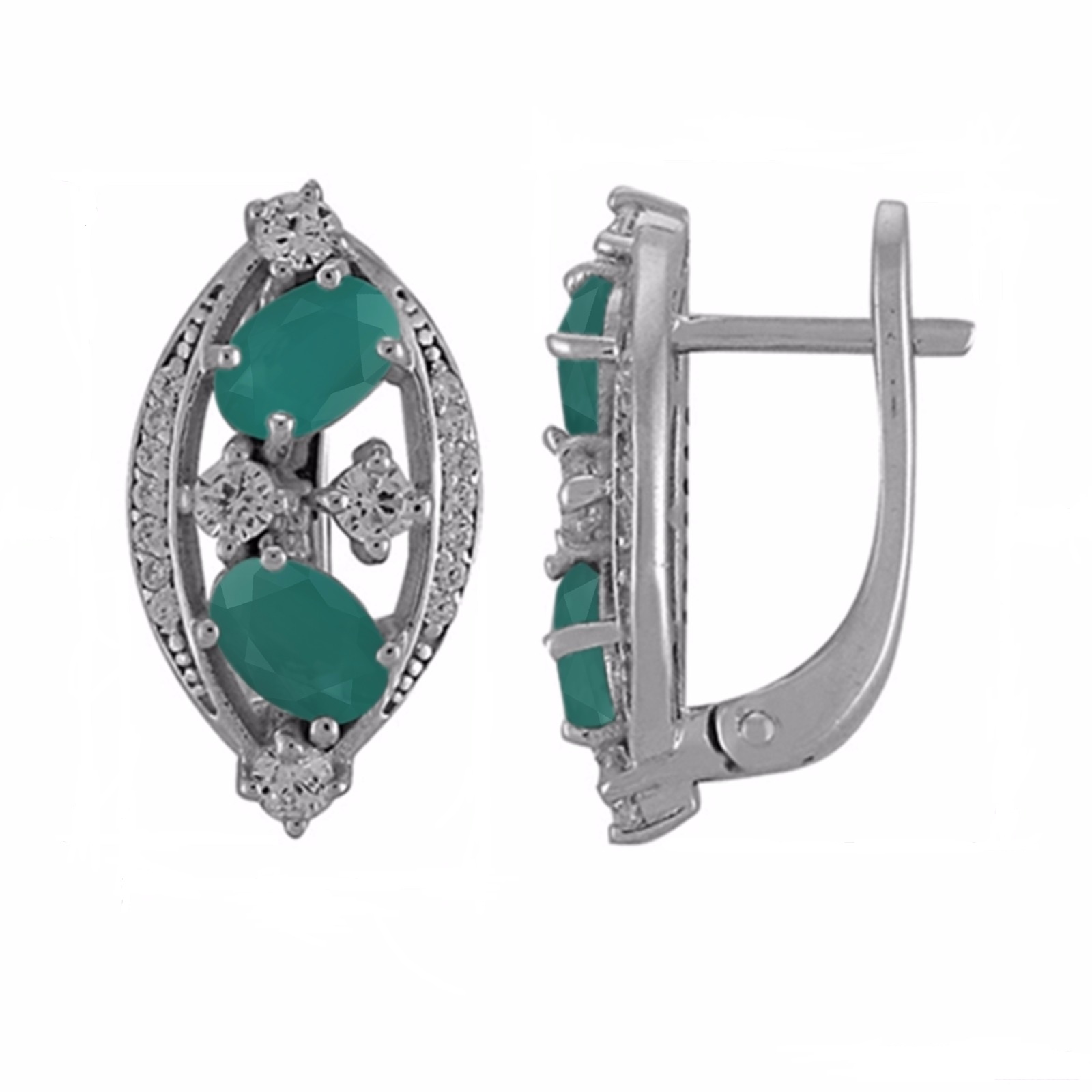 

Серьги женские из серебра Balex Jewellery 2405937140, изумруд/фианит