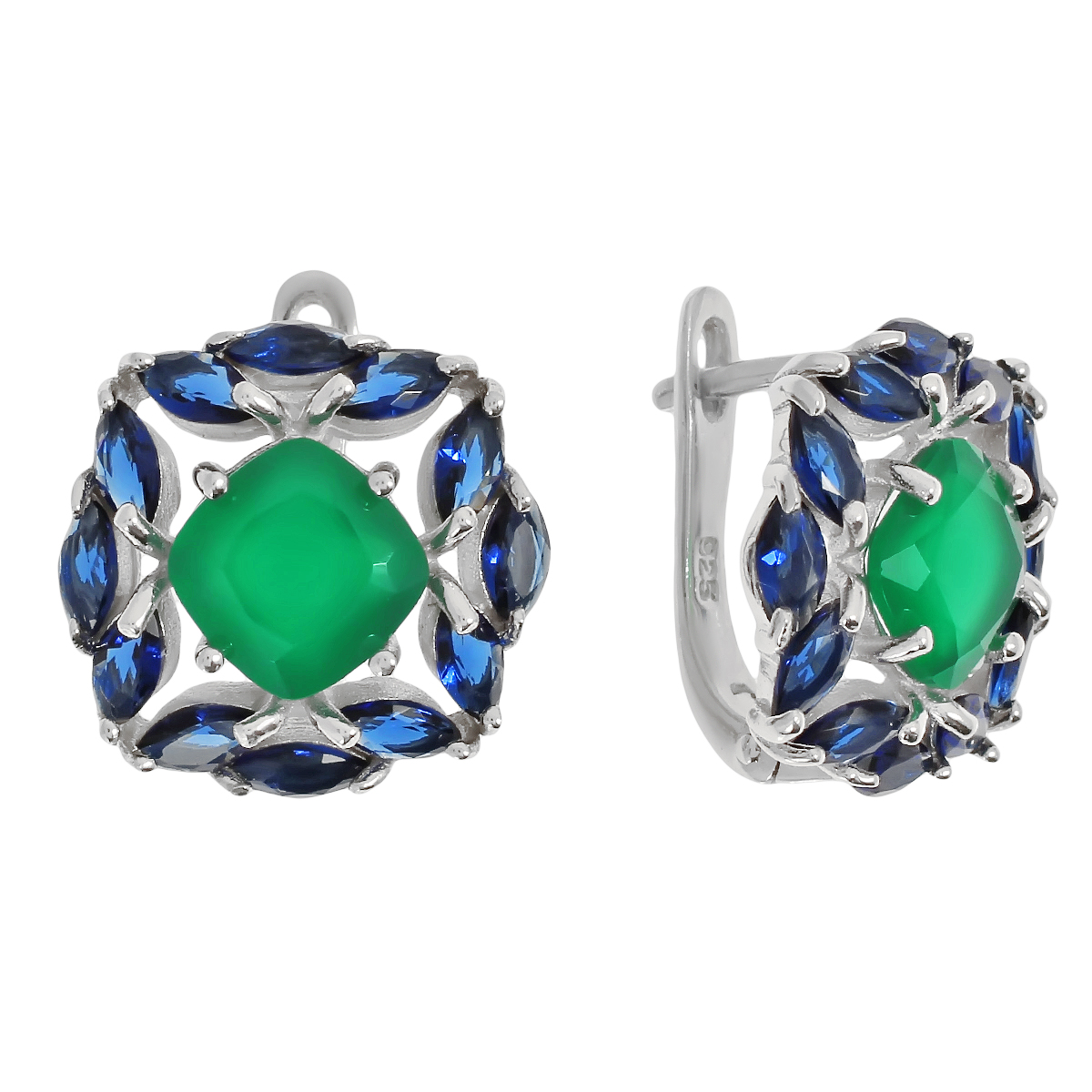 

Серьги из серебра Balex Jewellery 2405937153, хризопраз/сапфир, 2405937153