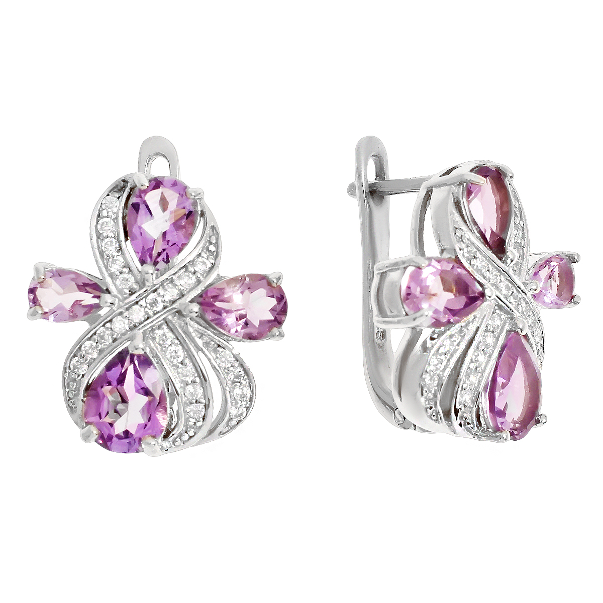 

Серьги женские из серебра Balex Jewellery 2405937250, аметист/фианит