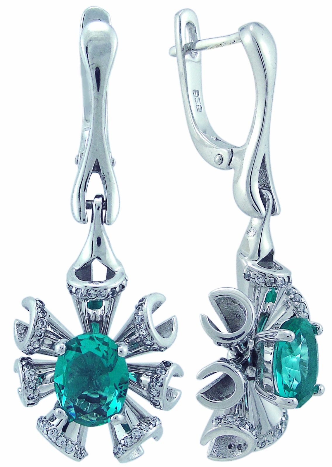 

Серьги женские из серебра Balex Jewellery 2405937289, аквамарин/фианит