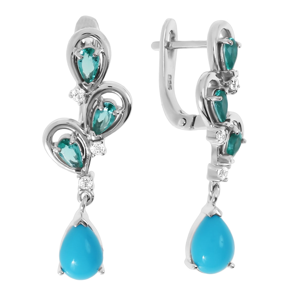 

Серьги женские из серебра Balex Jewellery 2405937317, бирюза/кварц