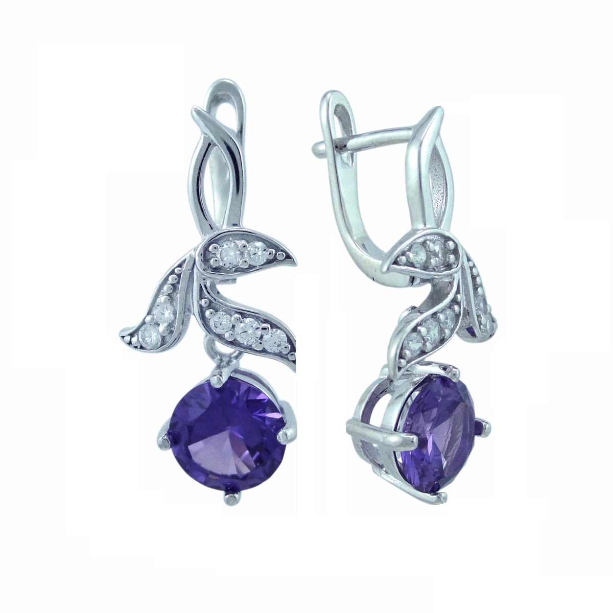 Серьги женские из серебра Balex Jewellery 2405937363, александрит/фианит