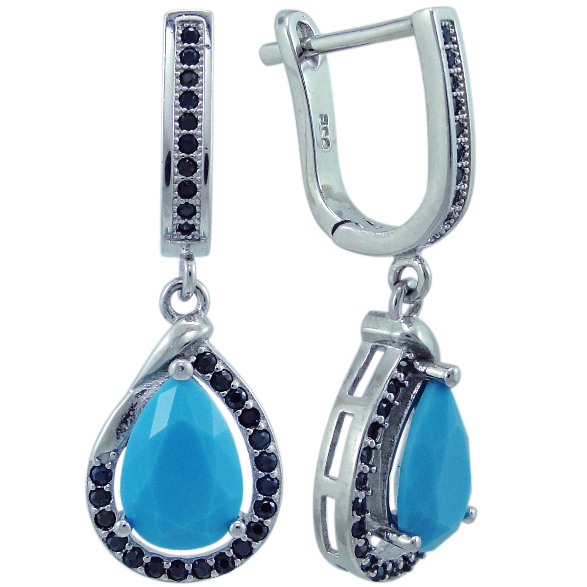

Серьги женские из серебра Balex Jewellery 2405937422, бирюза/фианит, 2405937422