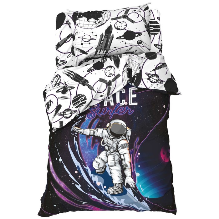 

Постельное бельё Этель 1,5 сп "Space surfer" 143х215 см, 150х214 см, 50х70 см -1 шт, 100 %
