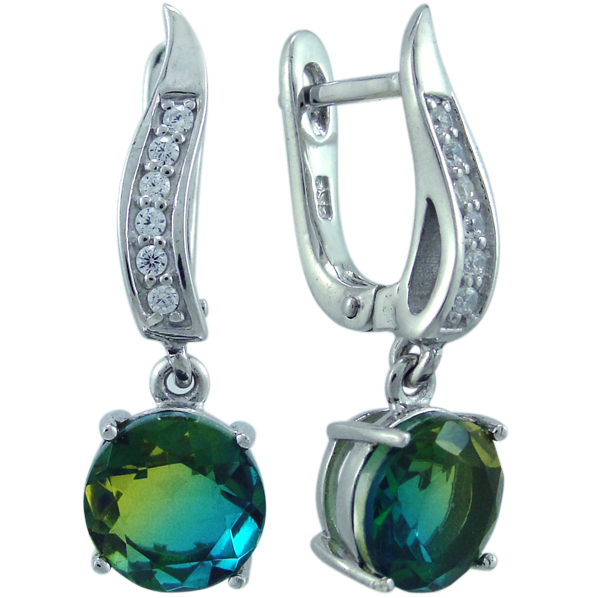 

Серьги подвески из серебра Balex Jewellery 2405937481, кварц/фианит, 2405937481