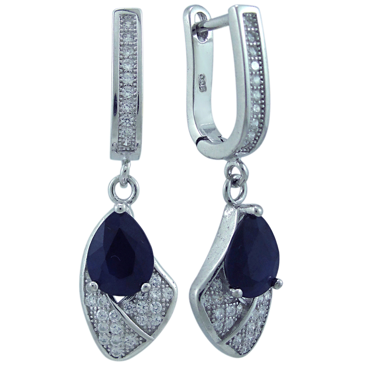 

Серьги подвески из серебра Balex Jewellery 2405937535, сапфир/фианит, 2405937535