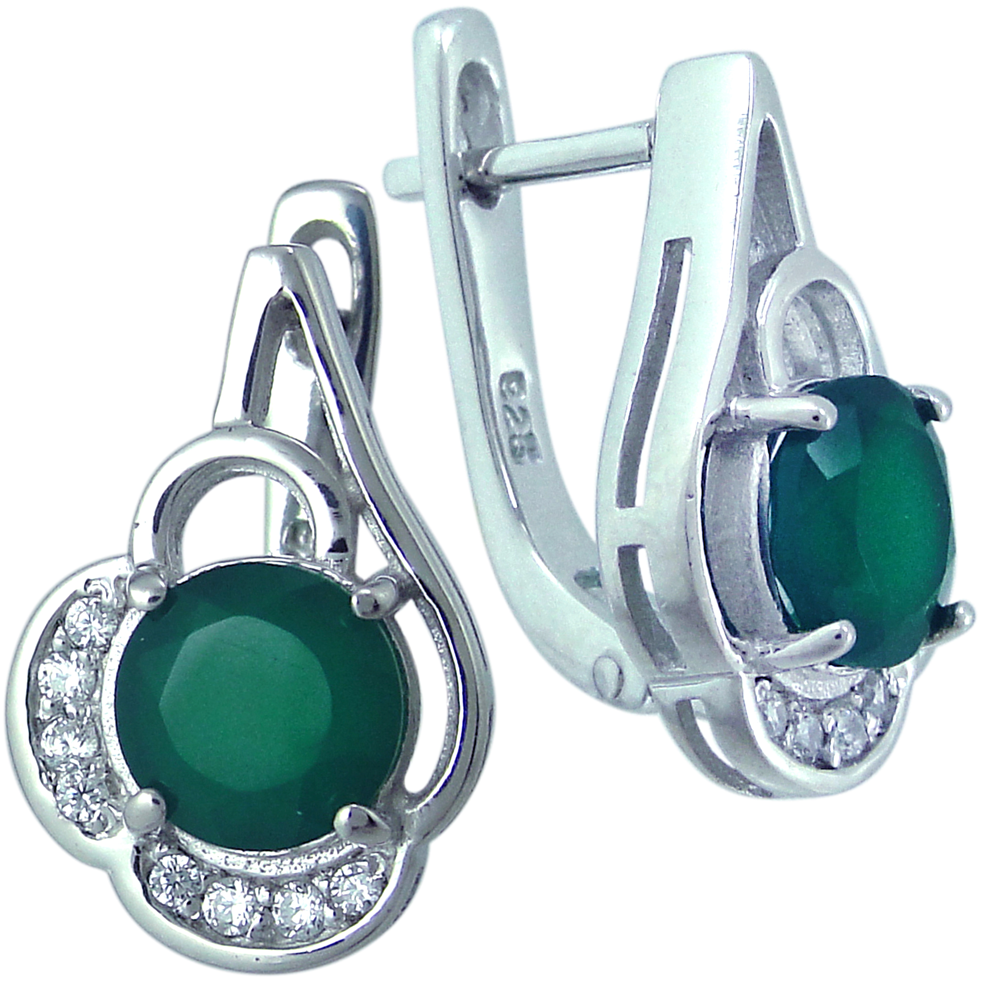 Серьги из серебра Balex Jewellery 2405937600, хризопраз/фианит
