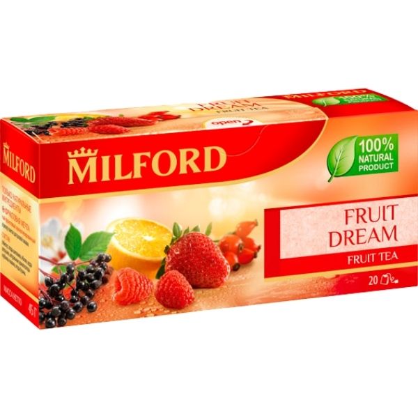 фото Чай milford fruit dream фруктовый с ароматом клубники и малины