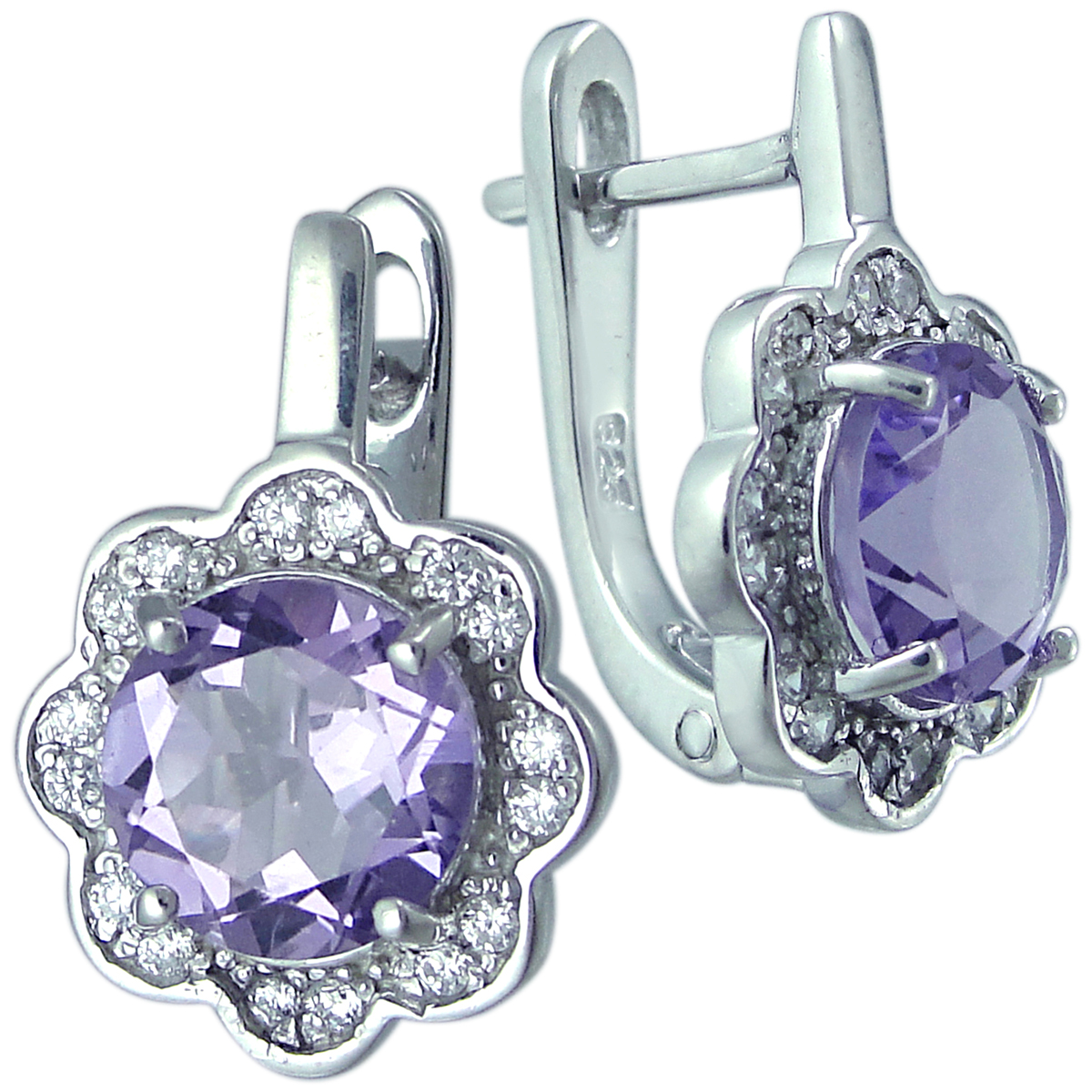 

Серьги женские из серебра Balex Jewellery 2405937631, аметист/фианит