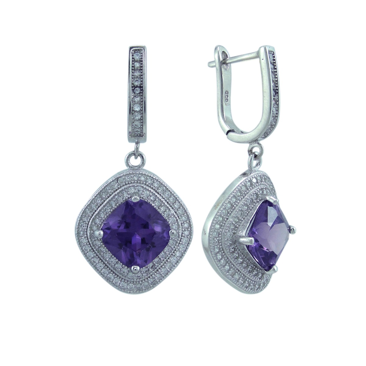 

Серьги подвески из серебра Balex Jewellery 2405937663, александрит/фианит, 2405937663