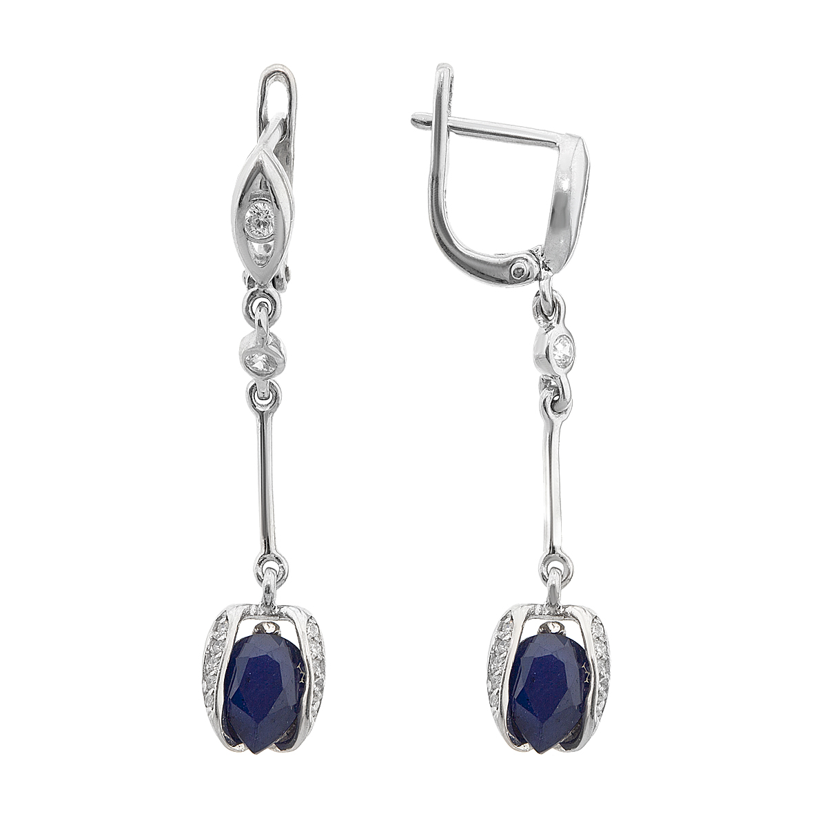

Серьги подвески из серебра Balex Jewellery 2405937696, сапфир/фианит, 2405937696