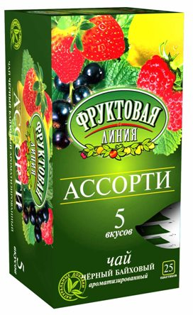 фото Чай черный фруктовая линия ассорти 5 вкусов 1,5 г х 25 шт