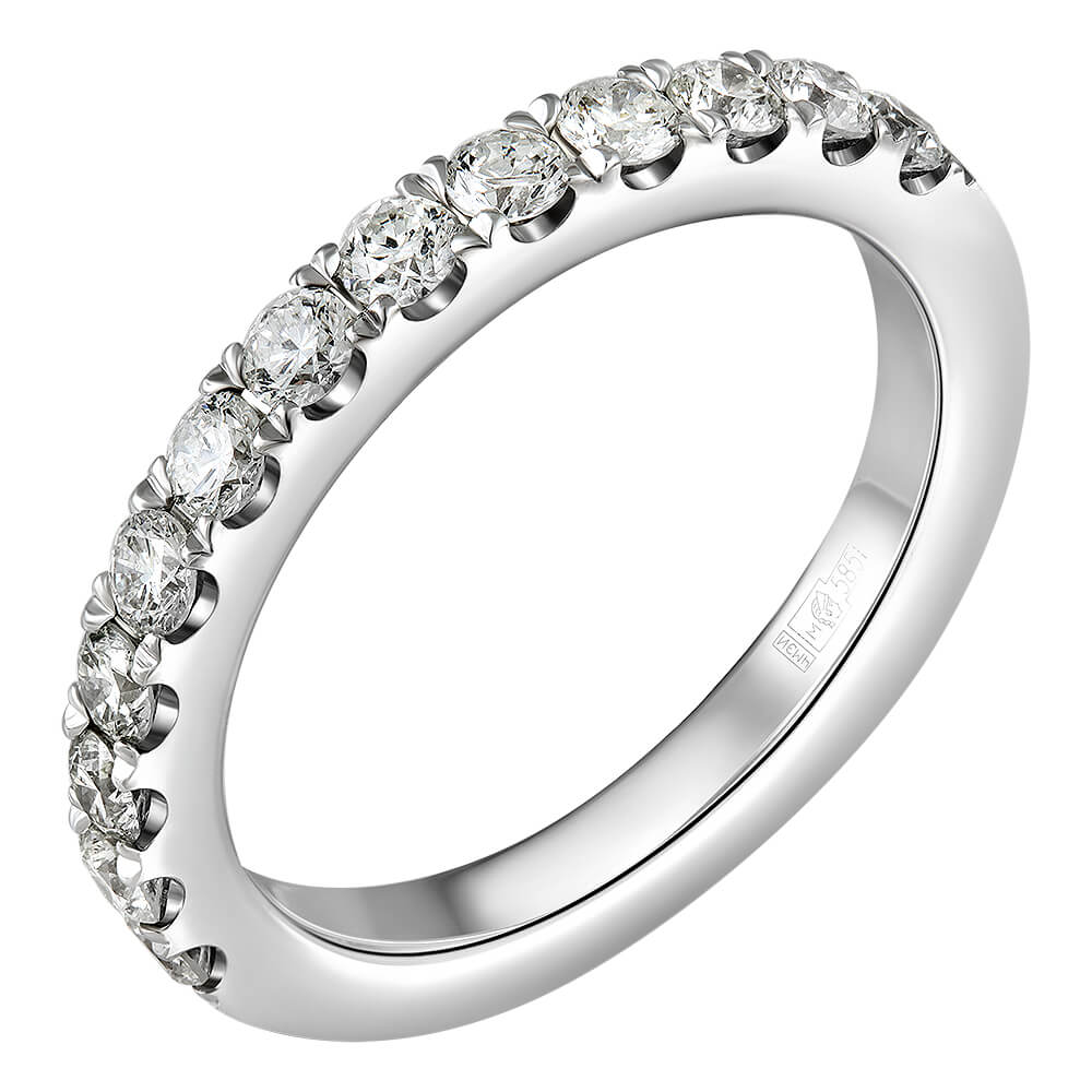 Кольцо из белого золота р. 17 IQ Diamonds 1011-R5W-RD70FGVSSI-GR, бриллиант искусственный