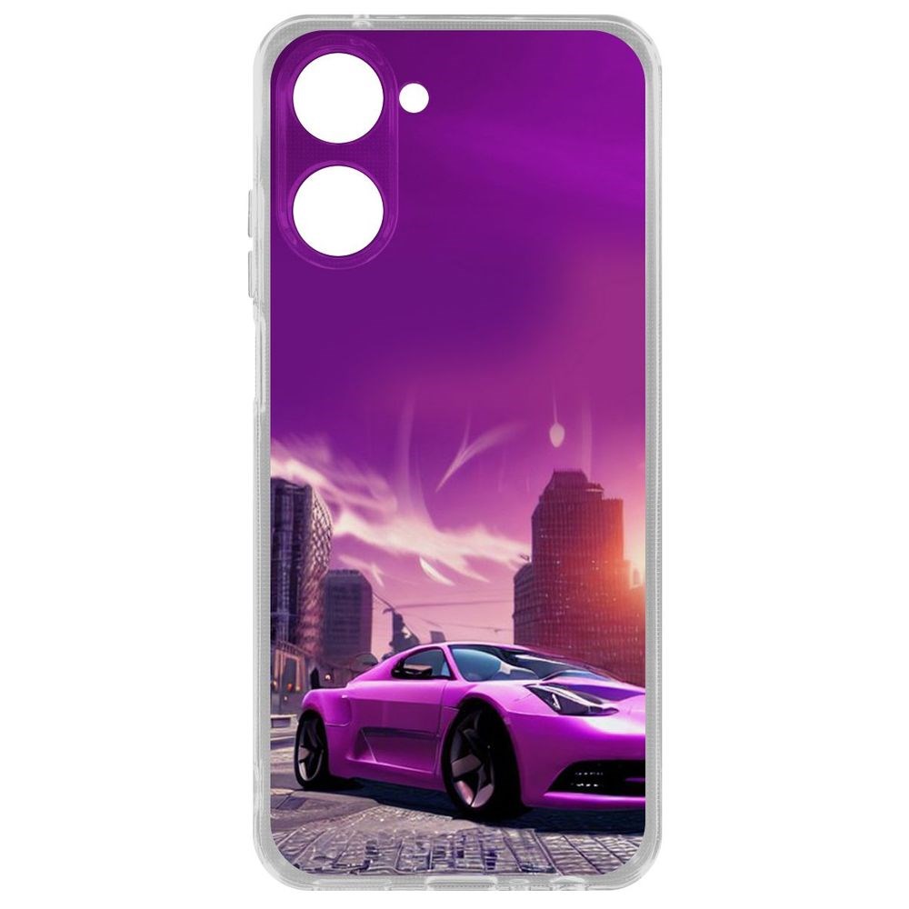 

Чехол Розовое авто для Realme 10 4G, Прозрачный