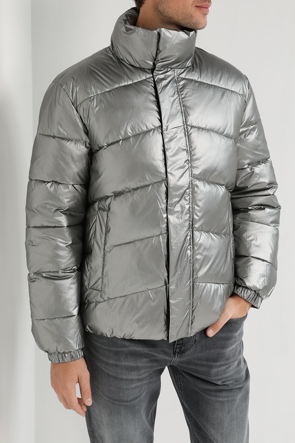 

Куртка мужская Guess M3BL29 WFP60 серебристая XL, Серебристый, M3BL29 WFP60