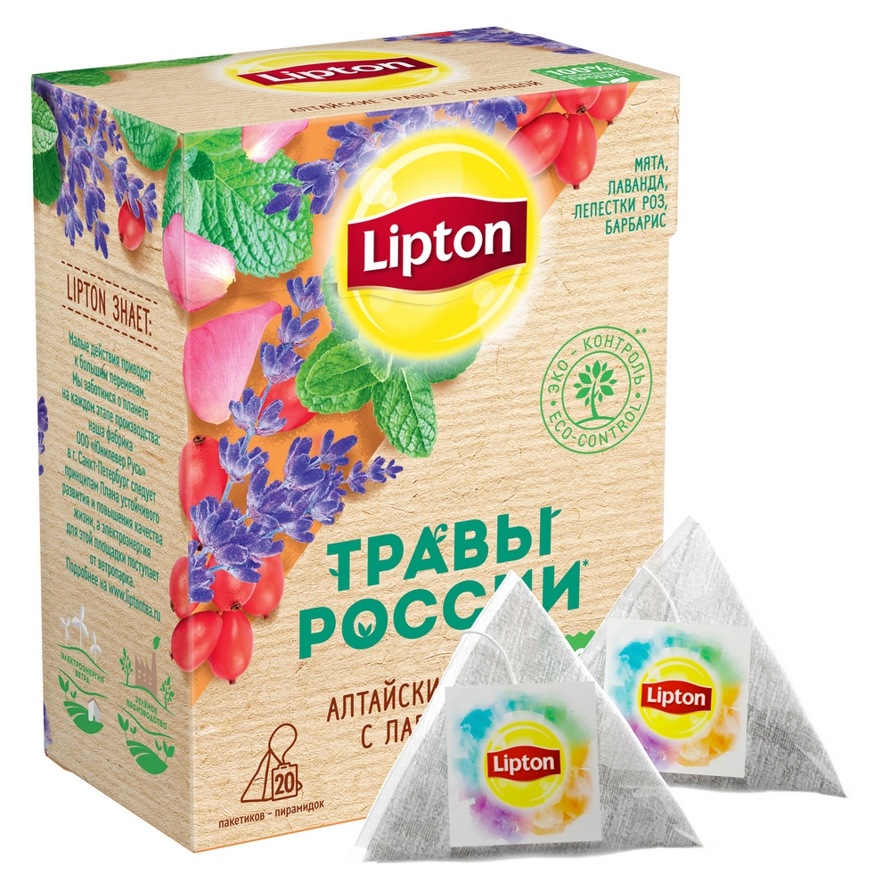 

Травяной чай Lipton Травы России алтайские травы с лавандой в пирамидках 1 г х 20 шт