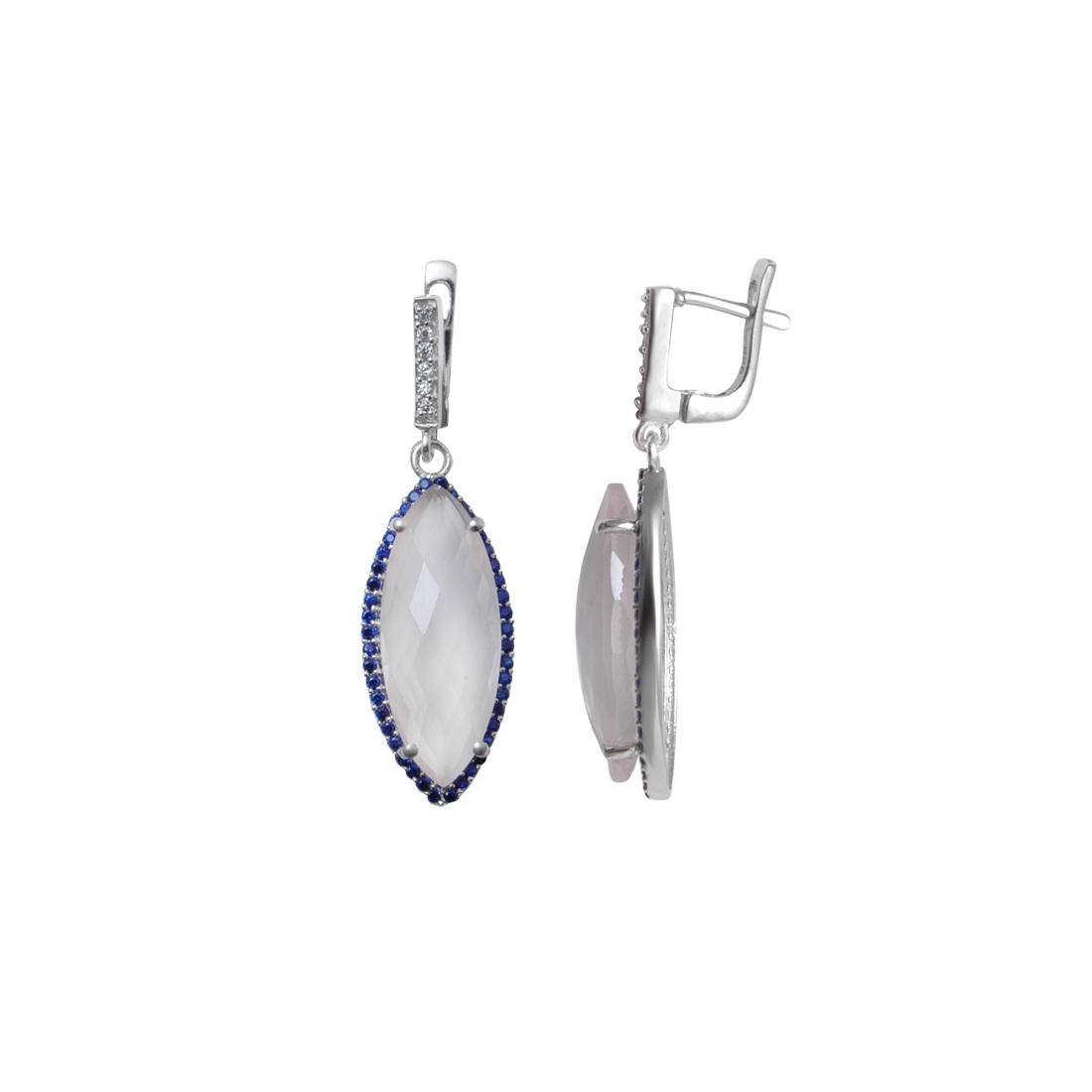 

Серьги подвески из серебра Balex Jewellery 2410931628, кварц/сапфир, 2410931628
