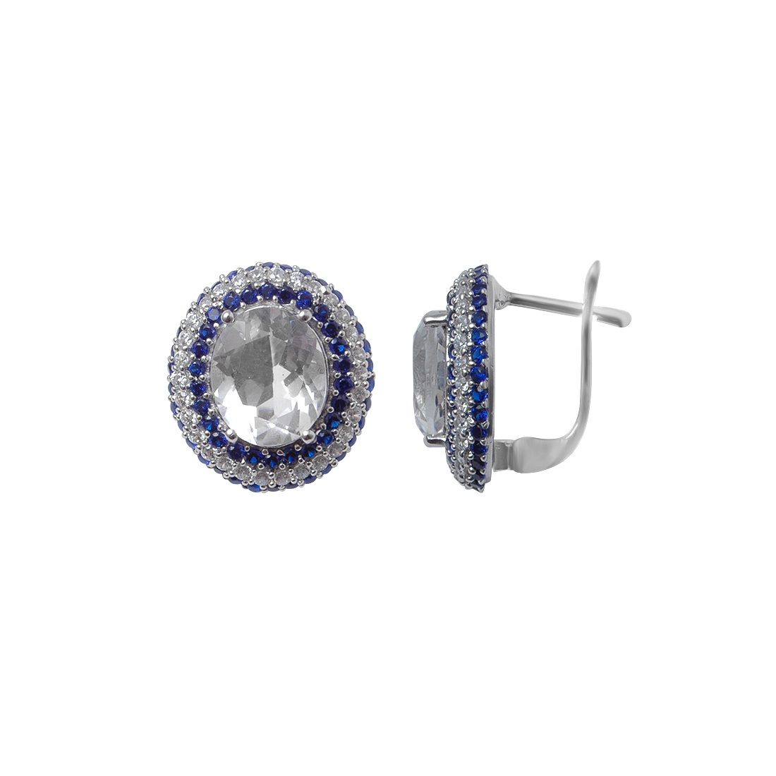 

Серьги женские из серебра Balex Jewellery 2410931635, горный хрусталь/сапфир