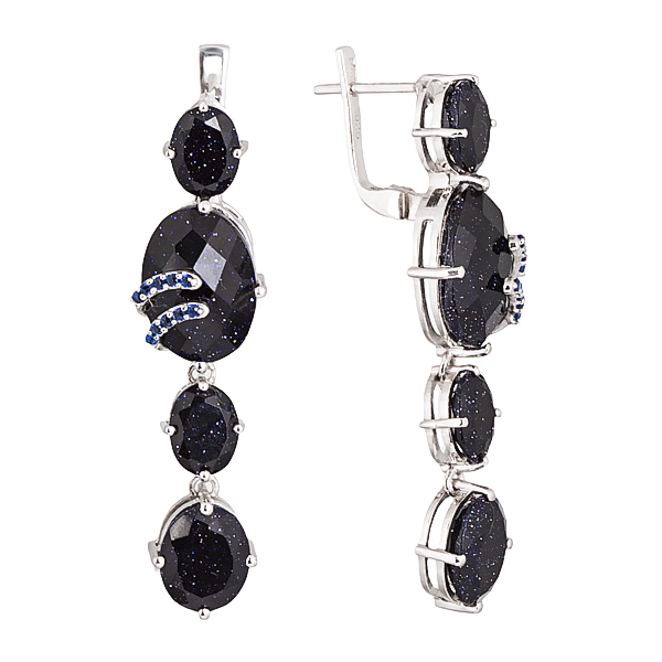 

Серьги женские из серебра Balex Jewellery 2410931684, авантюрин/сапфир