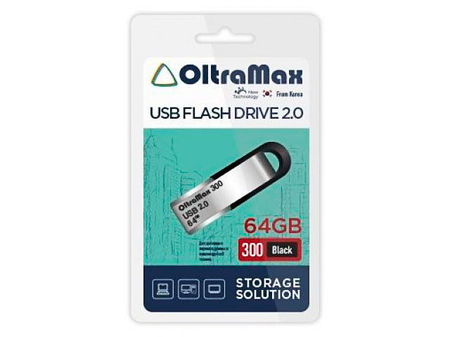 Флешка Oltramax 300 64ГБ Black (OM-64GB-300-Black)