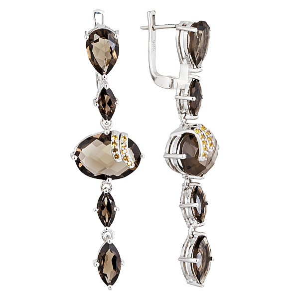 

Серьги женские из серебра Balex Jewellery 2410931739, раухтопаз/фианит