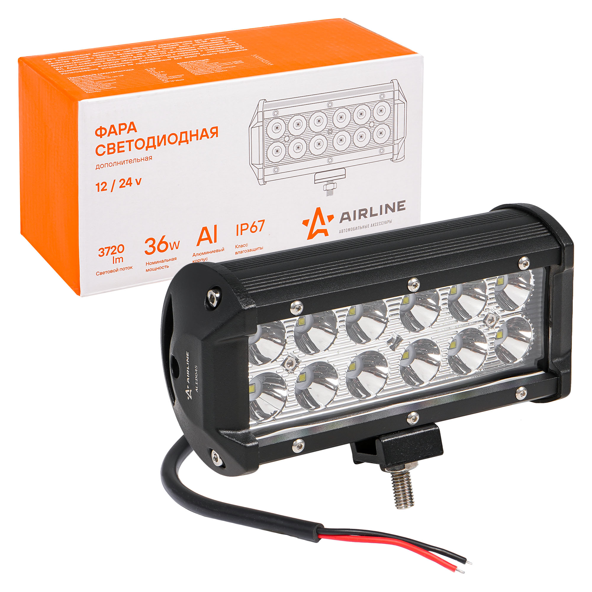 ALED045 Фара светодиодная балка двухрядная 12 LED направленный свет 36W 1224V 2618₽