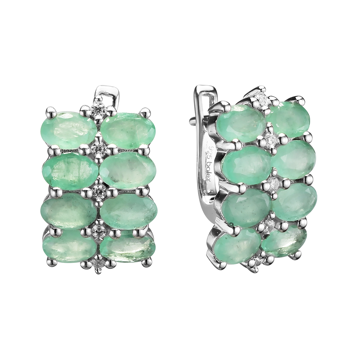 

Серьги женские из серебра Balex Jewellery 2410931813, изумруд/фианит