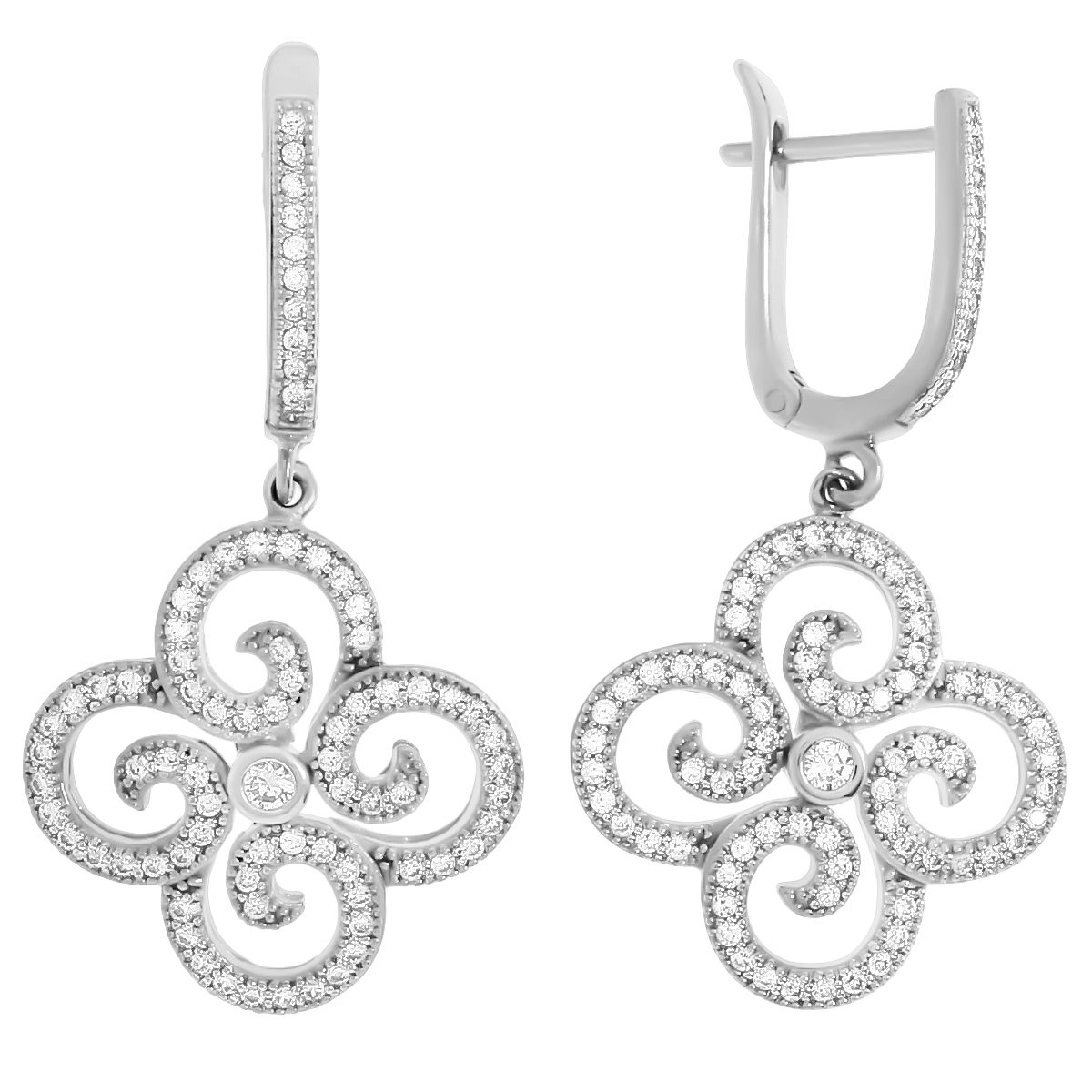 

Серьги подвески из серебра Balex Jewellery 2419910169, фианит, 2419910169