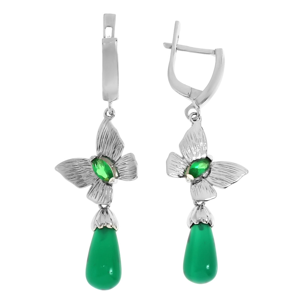 

Серьги женские из серебра Balex Jewellery 2429830073, хризопраз/изумруд