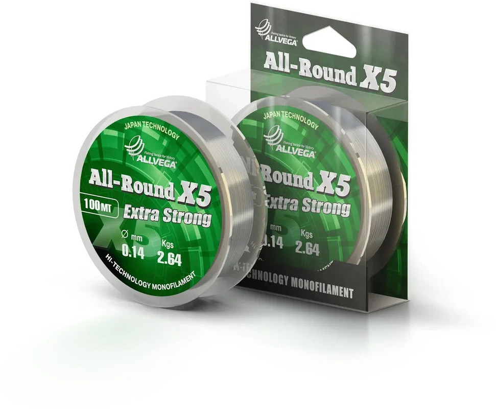 

Леска монофильная ALLVEGA All-Round X5 100 м, 0,14 мм, 2,64 кг, прозрачная, Прозрачный, All-Round X5