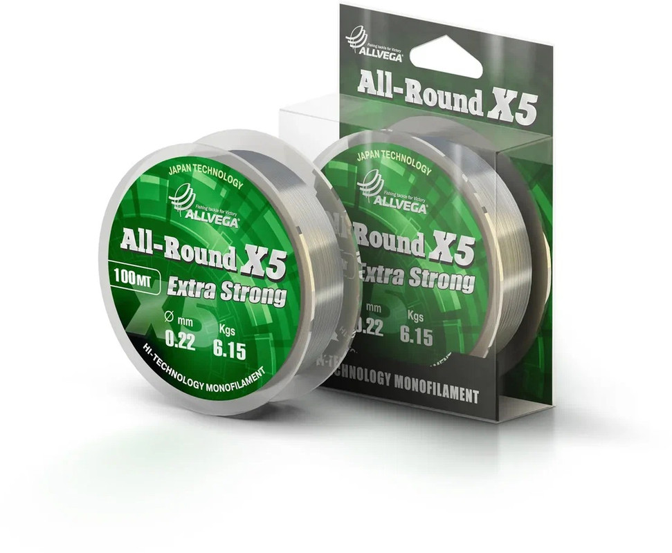 

Леска монофильная ALLVEGA All-Round X5 100 м, 0,22 мм, 6,15 кг, прозрачная, Прозрачный, All-Round X5