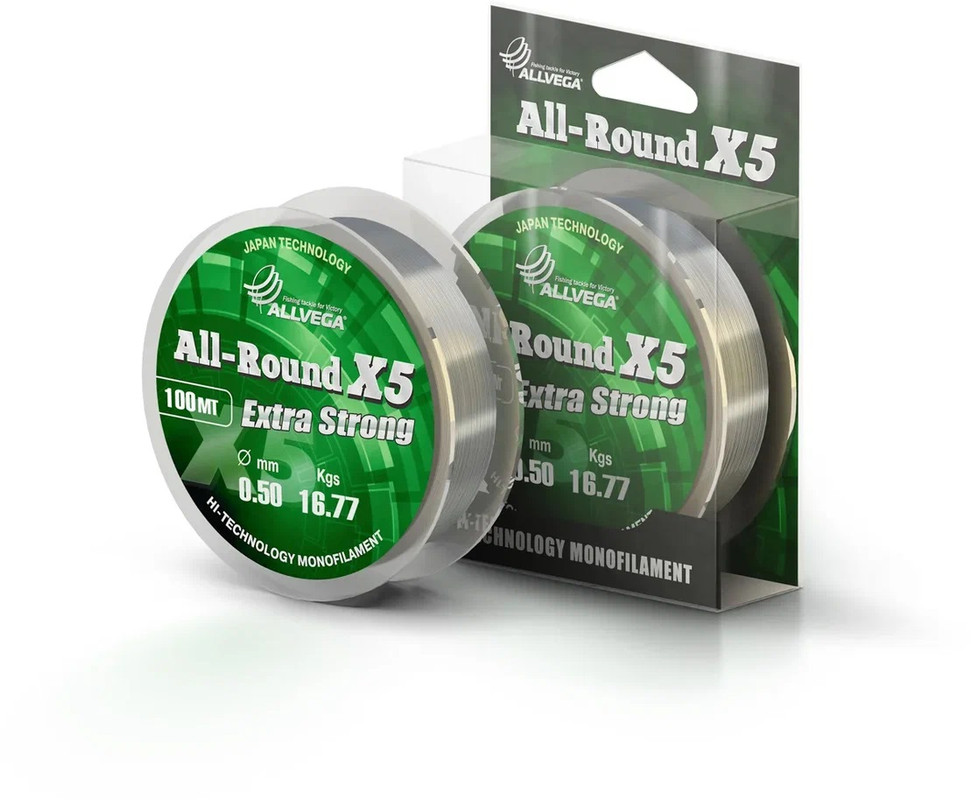 

Леска монофильная ALLVEGA All-Round X5 100 м, 0,50 мм, 16,77 кг, прозрачная, Прозрачный, All-Round X5