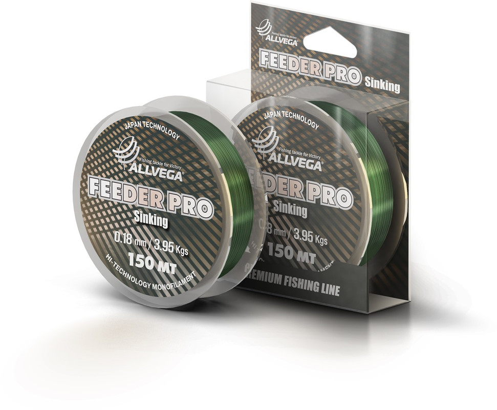 Леска монофильная ALLVEGA Feeder Pro 150 м, 0,18 мм, 3,95 кг, тёмно-зелёная, тонущая