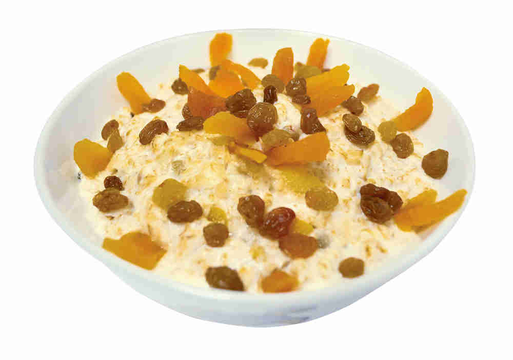 

Овсянка Окей на яблочном соке с изюмом и курагой +-100 г