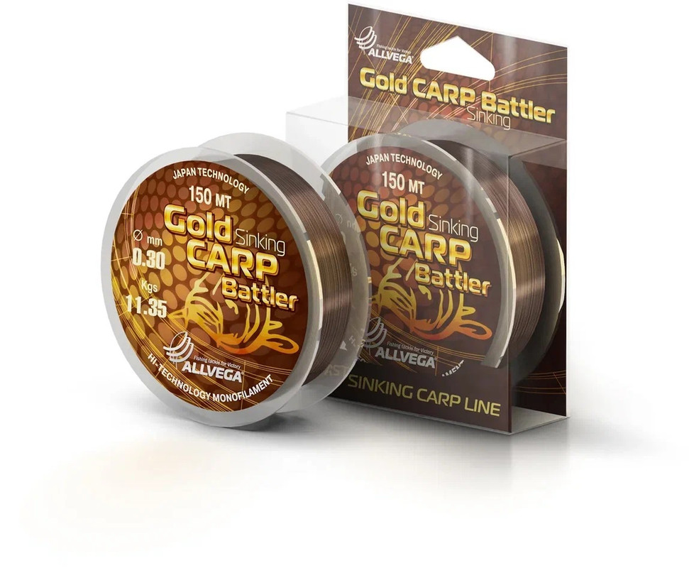 

Леска монофильная ALLVEGA Gold Carp Battler 300 м, 0,30 мм, 11,35 кг, коричневая, тонущая, Коричневый, Gold Carp Battler