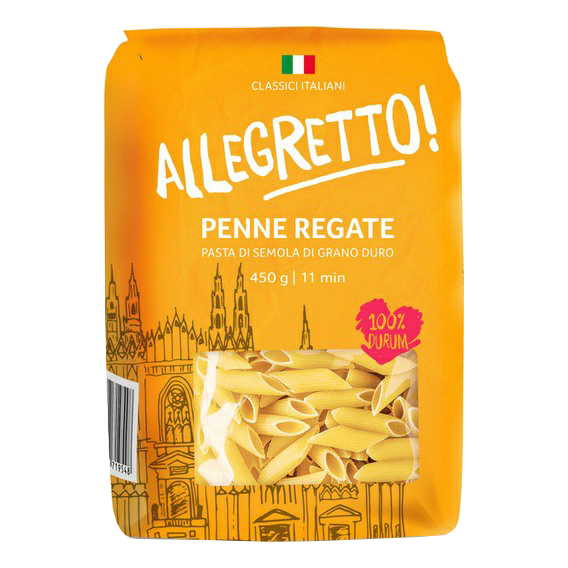 фото Макаронные изделия агро-альянс allegreto penne rigate перья 450 г