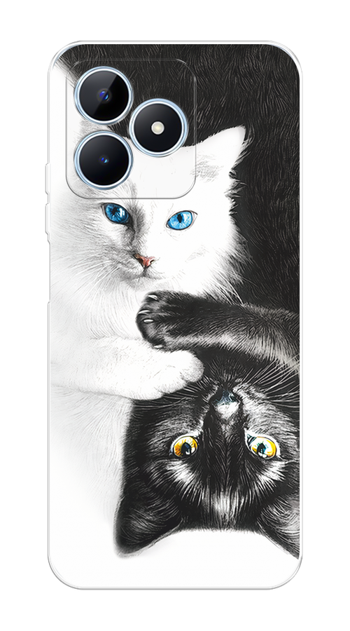 

Чехол на Realme C60 "Коты Инь-Янь", Черный;белый;голубой, 2516550-1