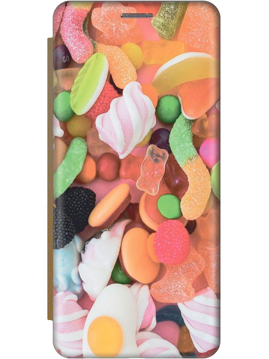 

Чехол-книжка на Samsung Galaxy A31 "Мешок сладостей" золотистый, Белый;красный, 9521