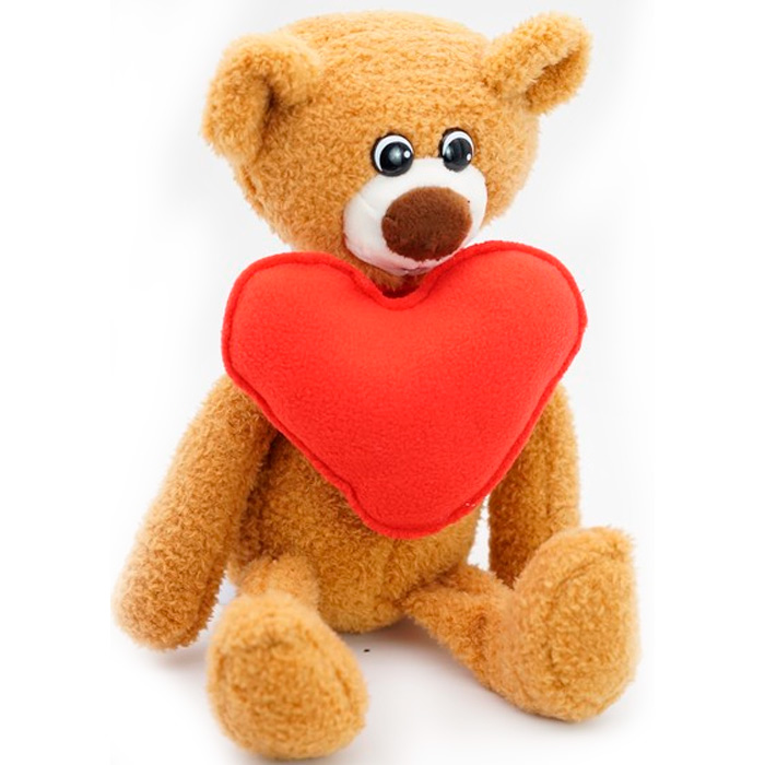 Медведжонок Ермак коричневый сердце флис красный 21/32 см 09678B21-44 ДСВ!