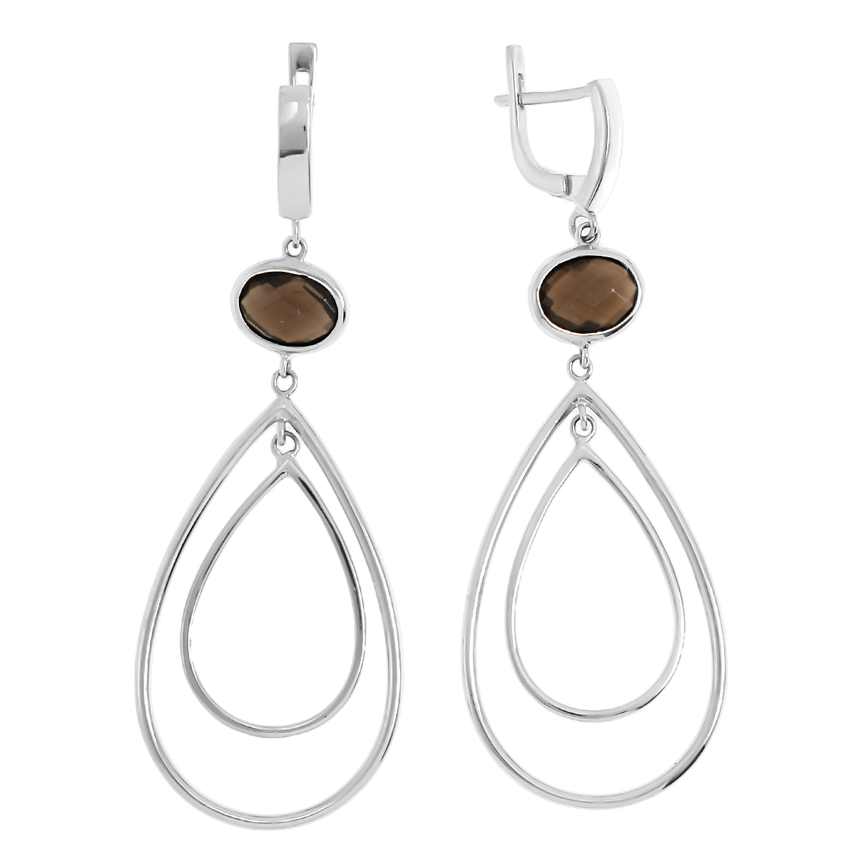 

Серьги подвески из серебра Balex Jewellery 2429930057, раухтопаз, 2429930057