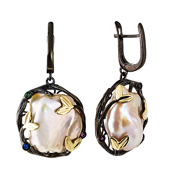 

Серьги женские из серебра Balex Jewellery 2432930169, жемчуг/изумруд