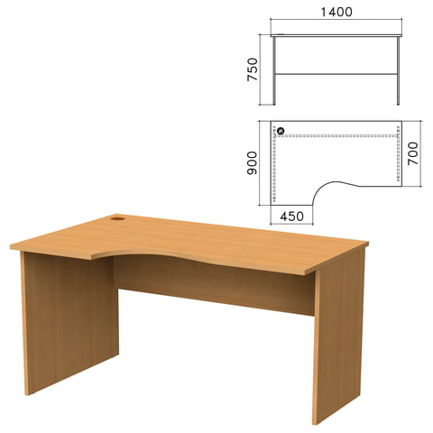 Стол письменный эргономичный Монолит ш1400г900в750 мм левый цвет бук СМ51 15911₽