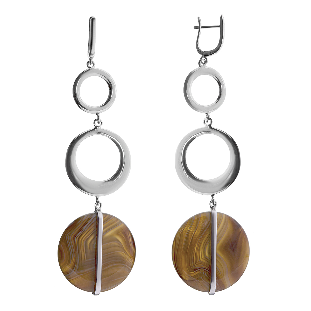 

Серьги подвески из серебра Balex Jewellery 2436930215, агат, 2436930215